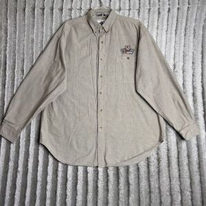 Nascar Track Gear Men's Button Up Shirt Size Xl Beige‎